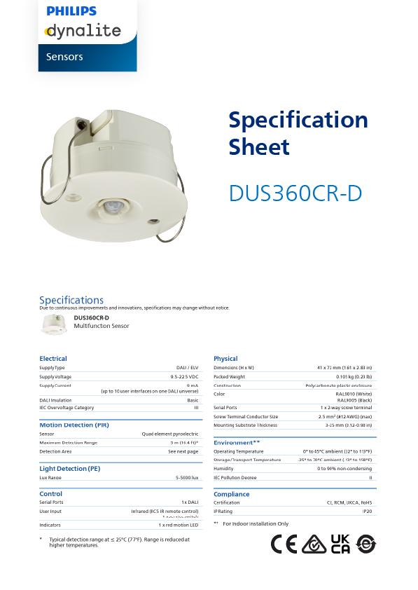 DUS360CR-D Spec Sheet