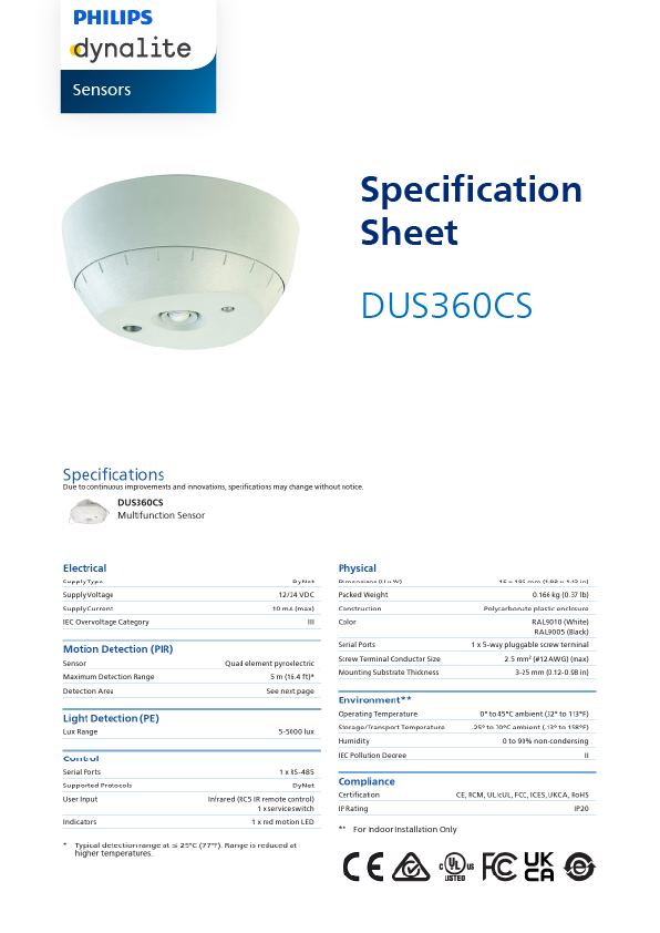 DUS360CS Spec Sheet