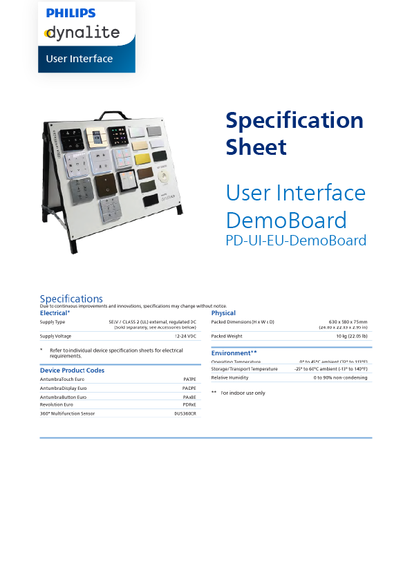 PD-UI-EU-DemoBoard Spec Sheet