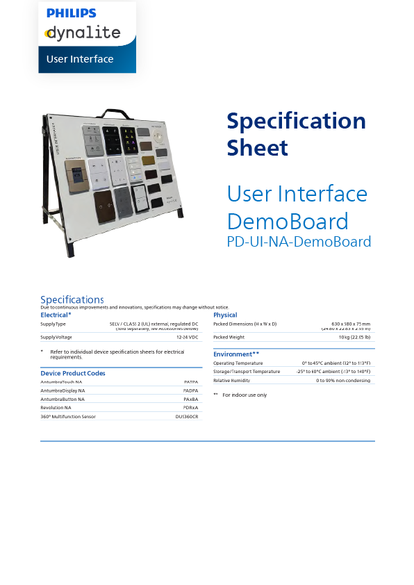 PD-UI-NA-DemoBoard Spec Sheet