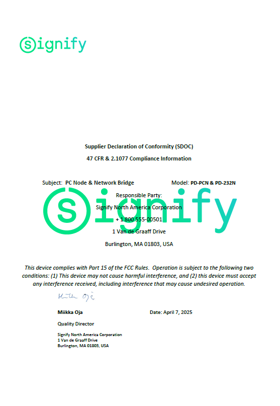 PD-PCN PD-232N Supplier Declaration of Conformity