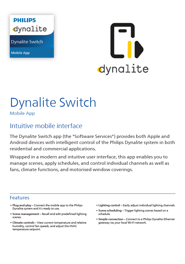 Dynalite Switch App Spec Sheet